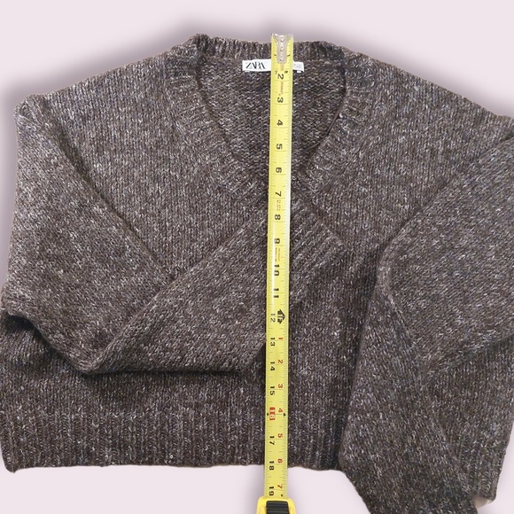 Zara Twisted Knit V Neck Sweater Wool - Picture 6 of 10